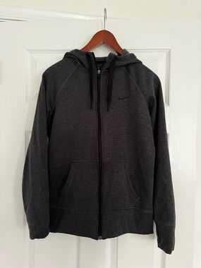 Nike Women’s Therma-FIT Textured Fleece Full-Zip Charcoal Gray Hoodie, medium